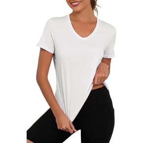 KevaMolly Workout Tops for Women V Neck UPF50+ Breathable Loose Fit Yoga T Shirts Short Sleeve Running Gym Athletic Tee Top in Kuwait