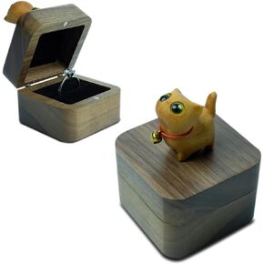 Hand-Carved Cat Wooden Ring Box - Magnetic Closure Wedding & Engagement Jewelry Gift Box ﻿(Black Cat) in Saudi Arabia