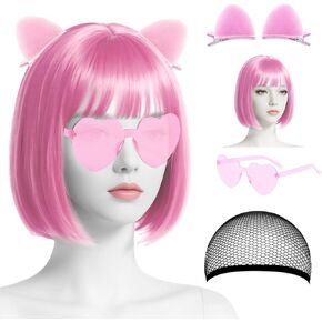 الباروكات والحفلات الشمسية ، نيون شورت بوب الباروكة ، بوب Wig و Hairpin in Kuwait