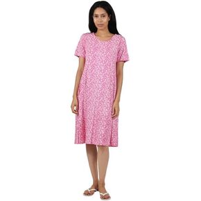 LA CERA Women's Cotton Sun Dresses A-Line with Scoop Neck, Short Sleeves, Side Pockets, Floral Patterns, Machine Wash in Saudi Arabia