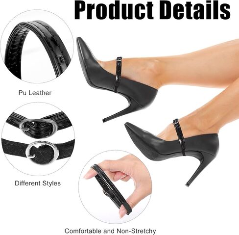 2 Pairs Shoe Straps for Heels With 4 Magical Fasteners, PU Leather Heel Straps for High Heels, High Shoe Strap Extender for Loose Shoes Strap Extender Replacement With Adjustable Buckle (Matte, Suede) in Kuwait