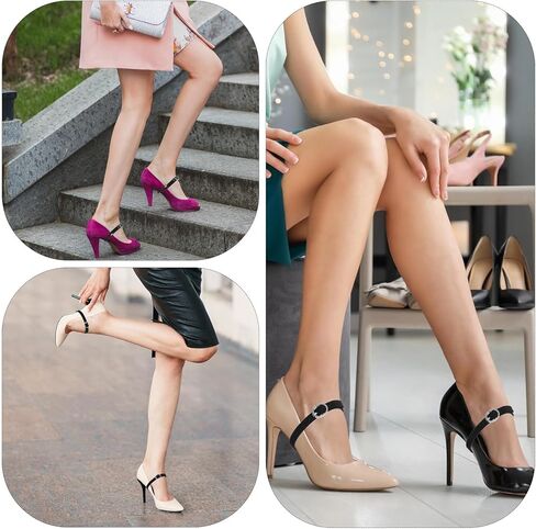 2 Pairs Shoe Straps for Heels With 4 Magical Fasteners, PU Leather Heel Straps for High Heels, High Shoe Strap Extender for Loose Shoes Strap Extender Replacement With Adjustable Buckle (Matte, Suede) in Kuwait