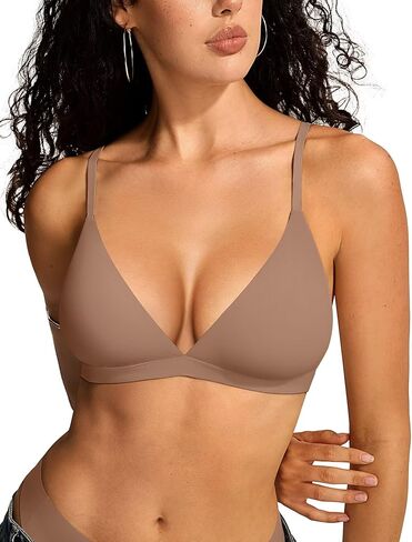 Vertvie Womens Wireless Triangle Bralette Plunge Unlined Seamless Bras No Underwire Sexy Comfortable Unpadded Everyday Bra in Saudi Arabia
