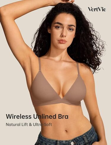 Vertvie Womens Wireless Triangle Bralette Plunge Unlined Seamless Bras No Underwire Sexy Comfortable Unpadded Everyday Bra in Saudi Arabia