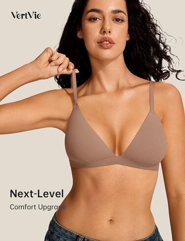 Vertvie Womens Wireless Triangle Bralette Plunge Unlined Seamless Bras No Underwire Sexy Comfortable Unpadded Everyday Bra in Saudi Arabia