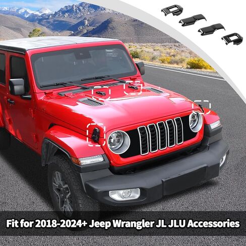 JWWY Hood Latches Decor Hood Hinge Cover Trim Fit for 2018-2024+ Jeep Wrangler JL JLU Sports Sahara Freedom Rubicon Unlimited Gladiator JT Exterior Accessories 4pcs Orange in Kuwait
