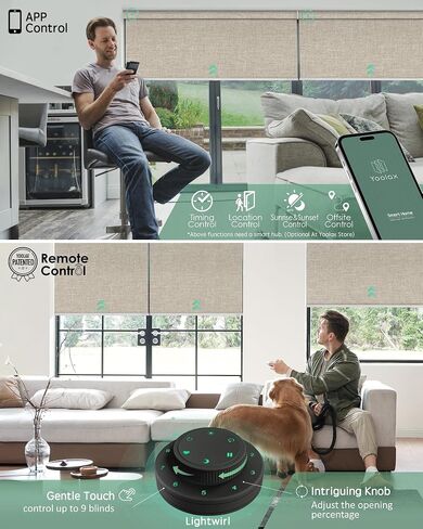 Yoolax Motorized Blinds with Remote, Blackout Smart Blinds Motorized Fabric Roller Shades Compatible with Alexa, Automatic Shades for Windows Custom Size (Beige) in Kuwait
