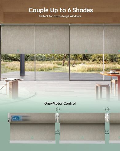 Yoolax Motorized Blinds with Remote, Blackout Smart Blinds Motorized Fabric Roller Shades Compatible with Alexa, Automatic Shades for Windows Custom Size (Beige) in Kuwait