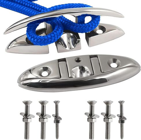 SHENGHUISS 6 Inch (155MM) Boat Folding Cleat Dock Deck Flip Up Flush Mount Boat Cleat Mooring Rope Stainless Steel 316 with Bolts and Nuts in Saudi Arabia