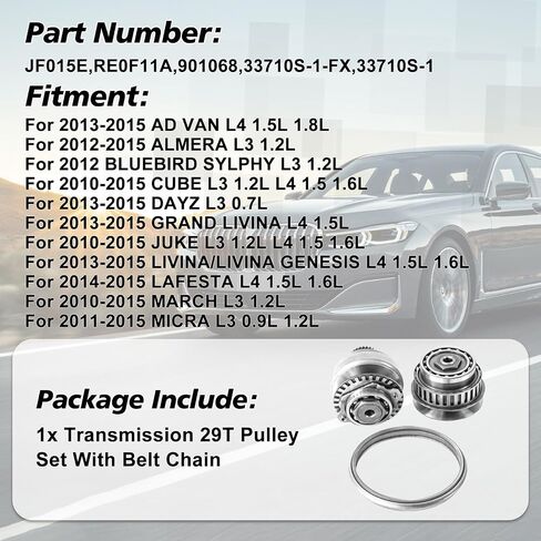 انتقال 29T بكرة مع سلسلة الحزام JF015E RE0F11A 901068 يناسب سبارك مارش مارش Sentra March Transmission REPALCE OE JF015E RE0F11A 33710S-1 in Saudi Arabia