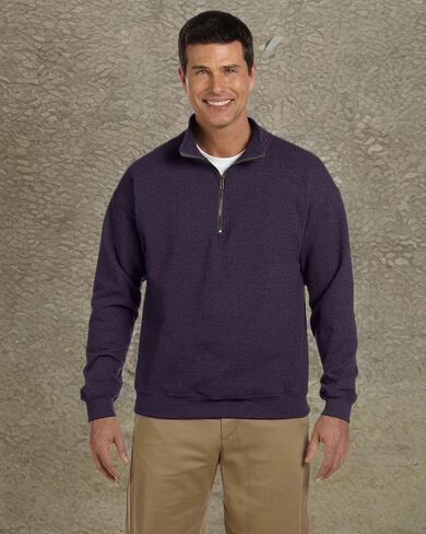 سترة Gildan الرجالية المصنوعة من الصوف بسحاب ربع سنوي بياقة Cadet، طراز G18800، Blackberry، Large in Kuwait