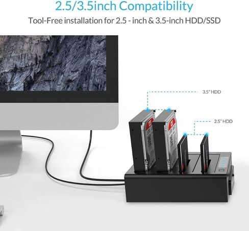 ORICO USB 3.0 Hard Drive Docking Station Aluminum 5 Bay Hard Drive Cloner/Duplicate USB 3.2 Gen 1 for 2.5''/3.5'' SSD HDD Up to 20TB-6656C3 in Saudi Arabia