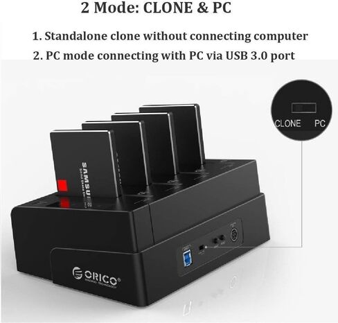ORICO USB 3.0 Hard Drive Docking Station Aluminum 5 Bay Hard Drive Cloner/Duplicate USB 3.2 Gen 1 for 2.5''/3.5'' SSD HDD Up to 20TB-6656C3 in Saudi Arabia