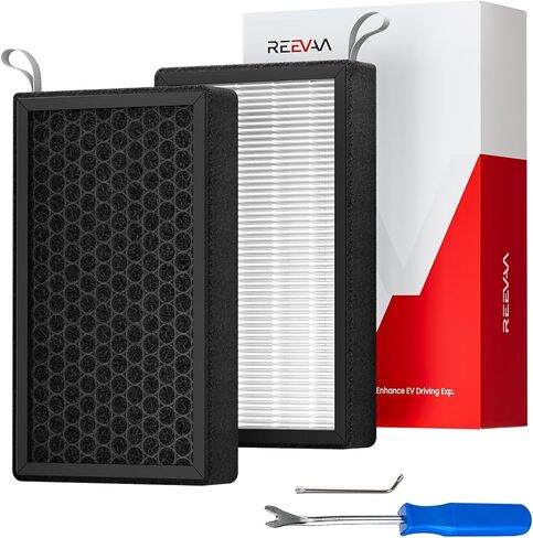 REEVAA 2025 Upgraded HEPA Tesla Model Y Cabin Air Filter | 2 Pack Premium Activated Carbon | Design for Model Y (2016-2025, juniper) | Replacement Accessories with Install Tools in Kuwait