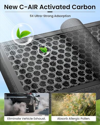 REEVAA 2025 Upgraded HEPA Tesla Model Y Cabin Air Filter | 2 Pack Premium Activated Carbon | Design for Model Y (2016-2025, juniper) | Replacement Accessories with Install Tools in Kuwait