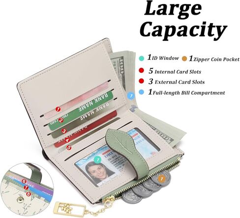 GAEKEAO Small Wallets for Women RFID Blocking Bifold Floral Vegan Leather Wallet Card Holder with Zipper Pocket ID Window in Kuwait