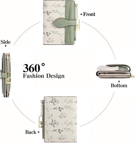 GAEKEAO Small Wallets for Women RFID Blocking Bifold Floral Vegan Leather Wallet Card Holder with Zipper Pocket ID Window in Kuwait