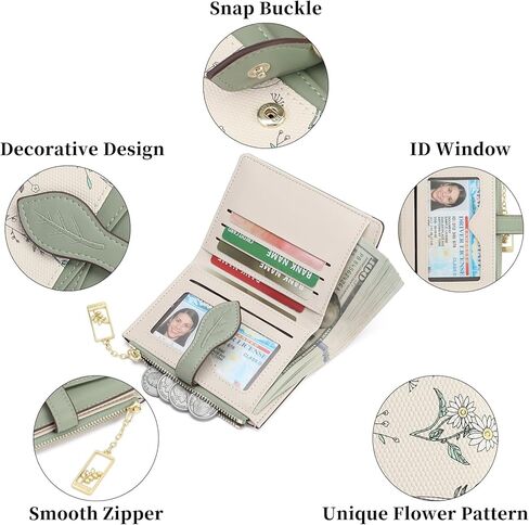 GAEKEAO Small Wallets for Women RFID Blocking Bifold Floral Vegan Leather Wallet Card Holder with Zipper Pocket ID Window in Kuwait
