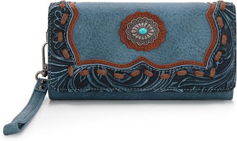 Wristlet Wallets for Women Western Wristlet Purse with Detachable Floral Tooled Concho Collection in Saudi Arabia
