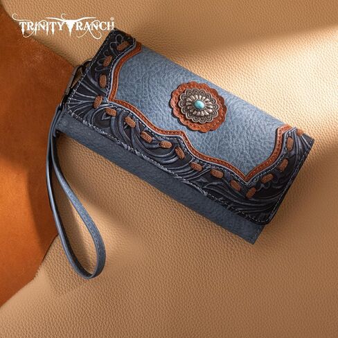 Wristlet Wallets for Women Western Wristlet Purse with Detachable Floral Tooled Concho Collection in Saudi Arabia