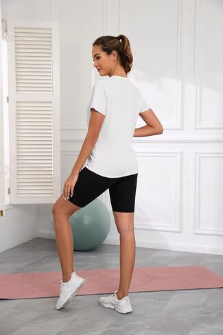 KevaMolly Workout Tops for Women V Neck UPF50+ Breathable Loose Fit Yoga T Shirts Short Sleeve Running Gym Athletic Tee Top in Kuwait