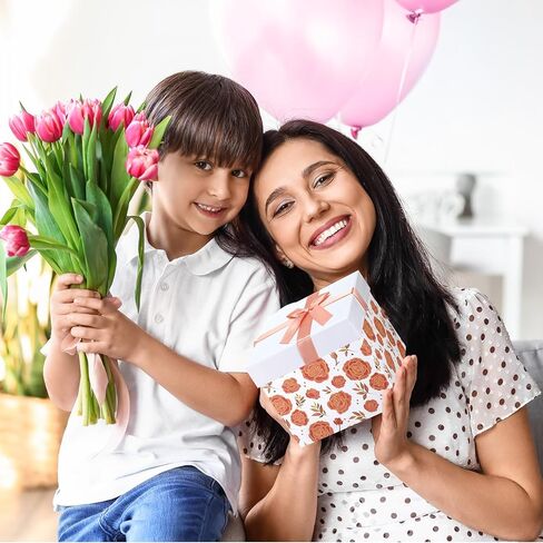 Cholemy 4pcs Gift Boxes with Lids Nesting Squared Boxes Decorative Gift Box for Mother's Day Presents Flower Birthday Bridesmaid Wedding Christmas Party Favor(Classic Flower) in Kuwait