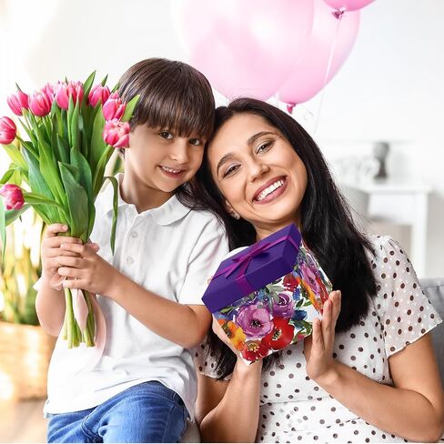 Cholemy 4pcs Gift Boxes with Lids Nesting Squared Boxes Decorative Gift Box for Mother's Day Presents Flower Birthday Bridesmaid Wedding Christmas Party Favor(Classic Flower) in Saudi Arabia