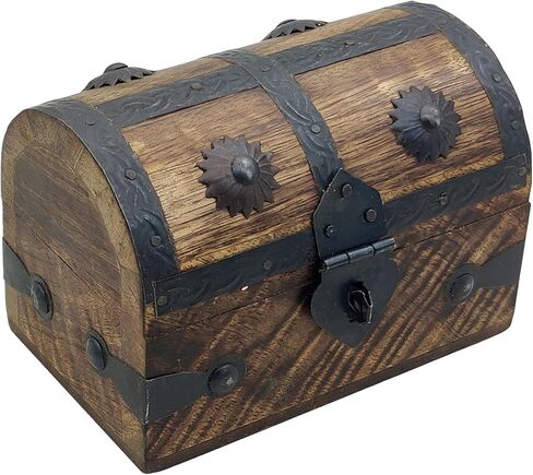 Treasure Chest Keepsake and Decorative Wood Box - Medium Storage Treasure Chest Box - Elegant Wooden Treasure Box for Home Decor and Storage (5 x 3.5 x 3.5) in Saudi Arabia