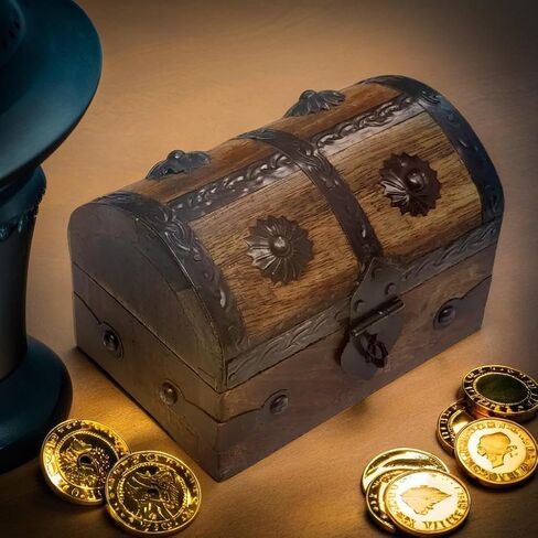 Treasure Chest Keepsake and Decorative Wood Box - Medium Storage Treasure Chest Box - Elegant Wooden Treasure Box for Home Decor and Storage (5 x 3.5 x 3.5) in Saudi Arabia