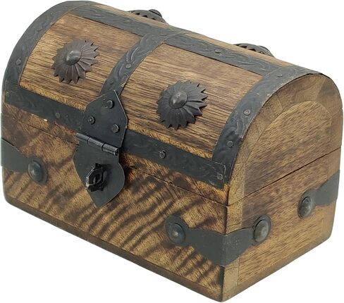 Treasure Chest Keepsake and Decorative Wood Box - Medium Storage Treasure Chest Box - Elegant Wooden Treasure Box for Home Decor and Storage (5 x 3.5 x 3.5) in Saudi Arabia