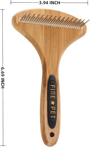Dog Undercoat Rake Cat Grooming Rake with Wooden Handle Dematting Undercoat Brush for Medium Hair Coat Rake for Dogs Knot Removal and Shedding Control L in Saudi Arabia