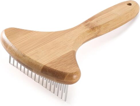 Dog Undercoat Rake Cat Grooming Rake with Wooden Handle Dematting Undercoat Brush for Medium Hair Coat Rake for Dogs Knot Removal and Shedding Control L in Saudi Arabia