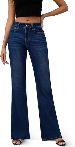 FLYING BANANA Women's High Rise Wide Leg Baggy Stretchy Loose Flare Bell Bottom Denim Jeans in Kuwait