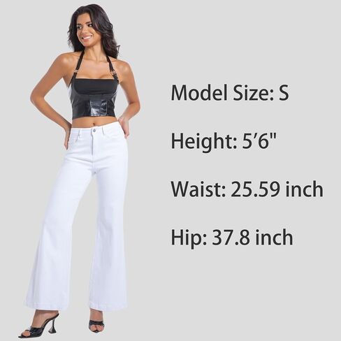 Women's Bell Bottom Jeans High Waisted Stretchy Curvy Flare Denim Pants in Kuwait
