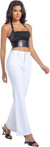 Women's Bell Bottom Jeans High Waisted Stretchy Curvy Flare Denim Pants in Kuwait