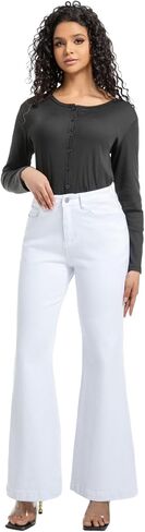 Women's Bell Bottom Jeans High Waisted Stretchy Curvy Flare Denim Pants in Kuwait