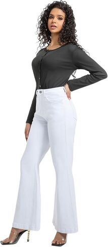 Women's Bell Bottom Jeans High Waisted Stretchy Curvy Flare Denim Pants in Kuwait