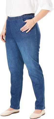 امرأة ضمن حجم زائد الساق مستقيمة الساق مرنة الخصر تمتد Fineline Denim Jean (صغيرتي ومتاح طويل القامة) in Saudi Arabia