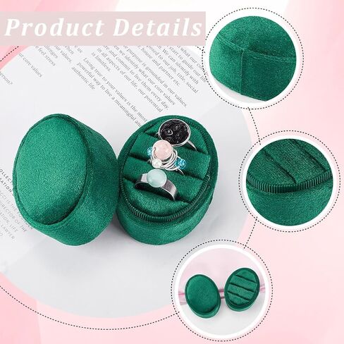 Gorgecfaft Premium Wedding Three Rings Holder Velvet Display Box Box Oval Ring Box 3 فتحات خمر مصنوعة يدويًا منظم المجوهرات للاقتراح حفل زفاف عيد الميلاد (Beige) in Saudi Arabia