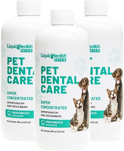 LiquidHealth Pet Care Care Water Additive for Dogs & Cats - Fast Pet Pet Beat Breather ، غسل فم الكلب ، شطف طب الأسنان عن طريق الفم ، محلول تنظيف الأسنان والطرب in Kuwait