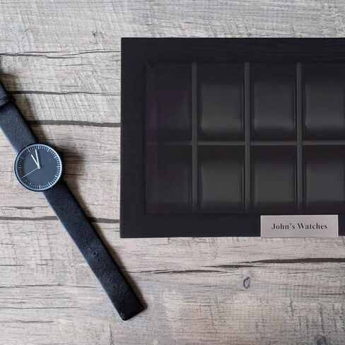 30 Black Ebony Wood Personalized Watch Extra Height Box Display Case 3 Level Storage Jewelry Organizer with Glass Top, Stainless Steel Accents, and 2 Drawers in Kuwait