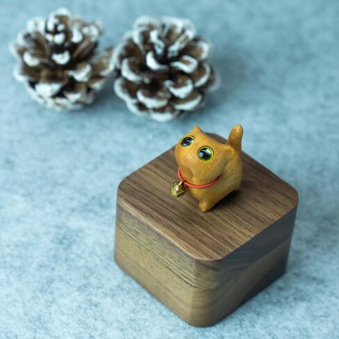 Hand-Carved Cat Wooden Ring Box - Magnetic Closure Wedding & Engagement Jewelry Gift Box ﻿(Black Cat) in Saudi Arabia