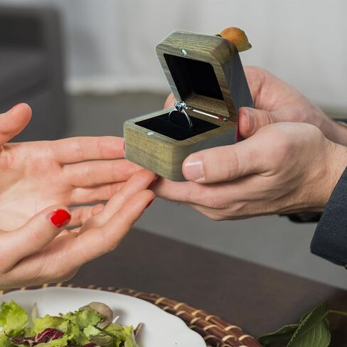 Hand-Carved Cat Wooden Ring Box - Magnetic Closure Wedding & Engagement Jewelry Gift Box ﻿(Black Cat) in Saudi Arabia