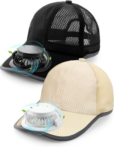 Yaomiao 2 PCS Capball Baseball مع مروحة شمسية للجنسين حماية أشعة الشمس USB قبعة شحن مروحة الصيف في الهواء الطلق in Saudi Arabia