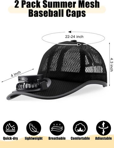 Yaomiao 2 PCS Capball Baseball مع مروحة شمسية للجنسين حماية أشعة الشمس USB قبعة شحن مروحة الصيف في الهواء الطلق in Saudi Arabia