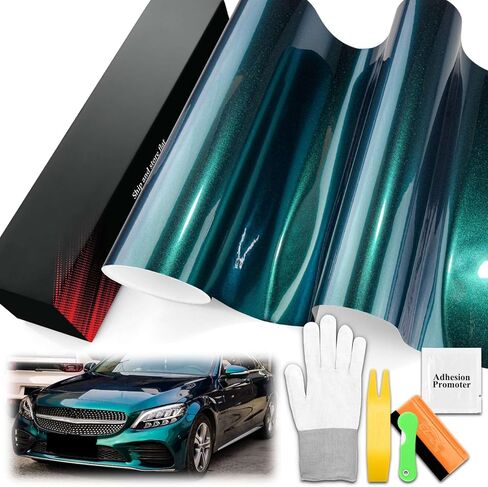 1FTx5FT PET Super Gloss Metallic Royal Green High Glossy Vinyl Wrap Auto Car Sticker Decal Film Sheet Bubble Free Air Release Technology with Tool Set in Saudi Arabia