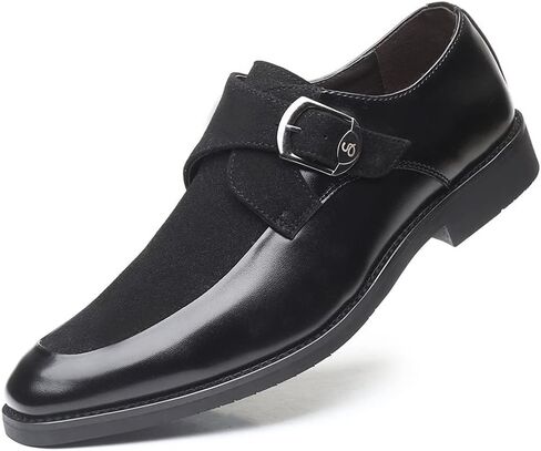 Santimon Mens Leather Monk Strap Slip-on Oxfords Oxfords Square Square Toe أحذية غير رسمية كلاسيكية in Kuwait
