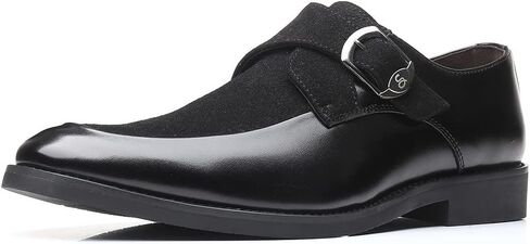 Santimon Mens Leather Monk Strap Slip-on Oxfords Oxfords Square Square Toe أحذية غير رسمية كلاسيكية in Kuwait