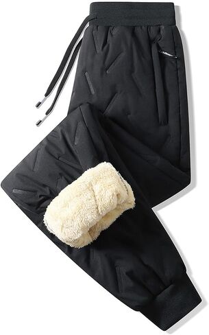 ZGZZ7 Men's Winter Thicken Sherpa Fleece Lining Sweatpant Outdoor Thermal Jogger Fleece Pants in Saudi Arabia