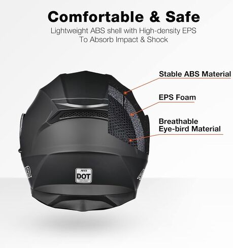 AHR Motorcycle Helmet Dual Visor Modular Flip up Full Face Helmet DOT Approved - AHR Helmet Run-M1 & M3 for Adult Motorbike Street Bike Moped Racing in Saudi Arabia